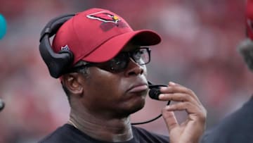 Sep 11, 2022; Glendale, Arizona, United States; Arizona Cardinals defensive coordinator Vance Joseph watches his players during the fourth quarter against the Kansas City Chiefs at State Farm Stadium.Nfl Cardinals Nfl Game Kansas City Chiefs At Arizona Cardinals
