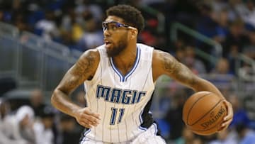 Mar 26, 2016; Orlando, FL, USA; Orlando Magic forward Devyn Marble (11) dribbles in open court looking for an outlet pass during the second half of a basketball game against the Chicago Bulls at Amway Center. The Magic won 111-89. Mandatory Credit: Reinhold Matay-USA TODAY Sports