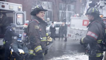 "Dead Of Winter" Episode 907 -- Pictured: (l-r) Jesse Spencer as Matthew Casey, Taylor Kinney as Kelly Severide -- (Photo by: Adrian S. Burrows Sr./NBC)
