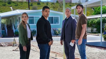 "Going Mobile" -- After the body of a Marine Lieutenant is found hidden under an 18-wheeler, the NCIS team tracks the vehicle's previous locations to pinpoint the crime scene and suspect. Also, Sloane encourages the team to sit down and talk about Ziva's recent reappearance, on NCIS, Tuesday, Oct. 8 (8:00-9:00 PM, ET/PT) on the CBS Television Network. Pictured: Emily Wickersham as NCIS Special Agent Eleanor "Ellie" Bishop, Wilmer Valderrama as NCIS Special Agent Nicholas "Nick" Torres, Mark Harmon as NCIS Special Agent Leroy Jethro Gibbs, Cliff Chamberlain as Peter Buck. Photo: Sonja Flemming/CBS ©2019 CBS Broadcasting, Inc. All Rights Reserved