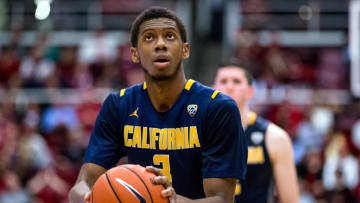 Jan 14, 2016; Stanford, CA, USA; California Golden Bears guard Tyrone Wallace (3) takes a free throw against the Stanford Cardinal in the 2nd half at Maples Pavilion. Mandatory Credit: John Hefti-USA TODAY Sports