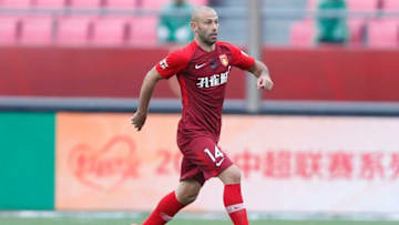 LANGFANG, CHINA - APRIL 27: Javier Mascherano #14 of Hebei China Fortune in action during 2019 China Super League between Hebei China Fortune and Beijing Renhe at Langfang Sports Center on April 27, 2019 in Langfang, China. (Photo by Fred Lee/Getty Images)