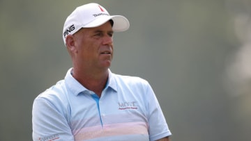 NAPA, CALIFORNIA - SEPTEMBER 12: Stewart Cink watches his shot on the 14th hole during round three of the Safeway Open at Silverado Resort on September 12, 2020 in Napa, California. (Photo by Sean M. Haffey/Getty Images)