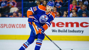 Feb 13, 2016; Edmonton, Alberta, CAN; Edmonton Oilers center Leon Draisaitl (29) skates during the warmup period against the Winnipeg Jets at Rexall Place. Winnipeg Jets won 2-1. Mandatory Credit: Sergei Belski-USA TODAY Sports