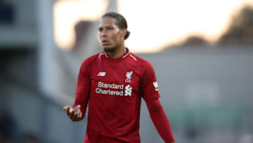 BLACKBURN, ENGLAND - JULY 19: Virgil van Dijk of Liverpool during the Pre-Season Friendly between Blackburn Rovers and Liverpool at Ewood Park on July 19, 2018 in Blackburn, England. (Photo by Lynne Cameron/Getty Images)