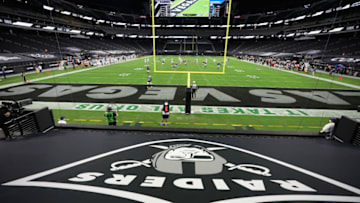 LAS VEGAS, NEVADA - DECEMBER 17: General view as running back Jalen Richard #30 of the Las Vegas Raiders receives a kick off from the Los Angeles Chargers during overtime of the NFL game at Allegiant Stadium on December 17, 2020 in Las Vegas, Nevada. The Chargers defeated the Raiders in overtime 30-27. (Photo by Christian Petersen/Getty Images)