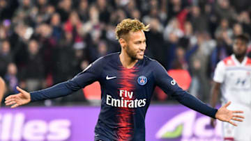 Neymar Jr during the french Ligue 1 match between Paris Saint-Germain (PSG) and Olympique Lyonnais (OL, Lyon) at Parc des Princes stadium on October 7, 2018 in Paris, France. (Photo by Julien Mattia/NurPhoto via Getty Images)