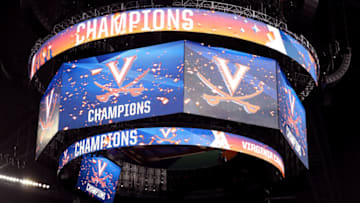 MINNEAPOLIS, MINNESOTA - APRIL 08: A general view of the scoreboard as the Virginia Cavaliers celebrate their 85-77 win over the Texas Tech Red Raiders in the 2019 NCAA men's Final Four National Championship game at U.S. Bank Stadium on April 08, 2019 in Minneapolis, Minnesota. (Photo by Streeter Lecka/Getty Images)