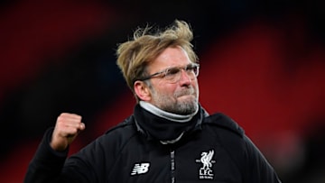 STOKE ON TRENT, ENGLAND - NOVEMBER 29: Jurgen Klopp, Manager of Liverpool celebrates after the Premier League match between Stoke City and Liverpool at Bet365 Stadium on November 29, 2017 in Stoke on Trent, England. (Photo by Stu Forster/Getty Images)