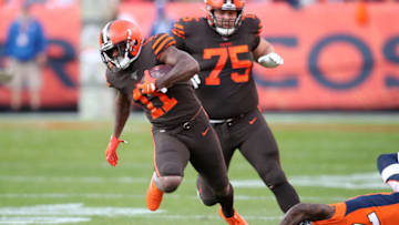 DENVER, CO - NOVEMBER 03: Antonio Callaway #11 of the Cleveland Browns runs with the ball during the game against the Denver Broncos at Empower Field at Mile High on November 3, 2019 in Denver, Colorado. The Broncos defeated the Browns 24-19. (Photo by Rob Leiter/Getty Images)