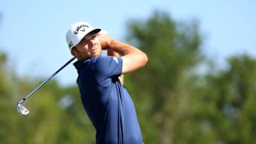 NEW ORLEANS, LOUISIANA - APRIL 22: Sam Burns plays his shot from the 17th tee during the first round of the Zurich Classic of New Orleans at TPC Louisiana on April 22, 2021 in New Orleans, Louisiana. (Photo by Mike Ehrmann/Getty Images)