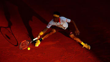 MONTE-CARLO, MONACO - APRIL 19: Kei Nishikori of Japan in action during his men's singles match against Andreas Seppi of Italy on day five of the ATP Masters Series Monte Carlo Rolex Masters at Monte-Carlo Sporting Club on April 19, 2018 in Monte-Carlo, Monaco. (Photo by Julian Finney/Getty Images)