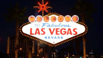 Dec 21, 2013; Las Vegas, NV, USA; General view of the Welcome to Fabulous Las Vegas sign on Las Vegas Blvd. before the Las Vegas Bowl between the Fresno State Bulldogs and the Southern California Trojans. Mandatory Credit: Kirby Lee-USA TODAY Sports
