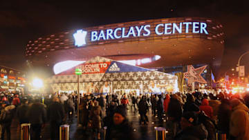 BROOKLYN, NY - FEBRUARY 14: An exterior shot of Barclays Center during State Farm All-Star Saturday Night as part of the 2015 NBA All-Star Weekend on February 14, 2015 at Barclays Center in Brooklyn, New York. NOTE TO USER: User expressly acknowledges and agrees that, by downloading and/or using this photograph, user is consenting to the terms and conditions of the Getty Images License Agreement. Mandatory Copyright Notice: Copyright 2015 NBAE (Photo by Randy Belice/NBAE via Getty Images)