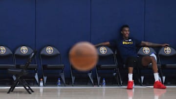 DENVER CO - JULY 2: Jarred Vanderbilt takes a moment during the Nuggets summer league, at the Pepsi Center, on July 2, 2019 in Denver, Colorado. (Photo by RJ Sangosti/MediaNews Group/The Denver Post via Getty Images)
