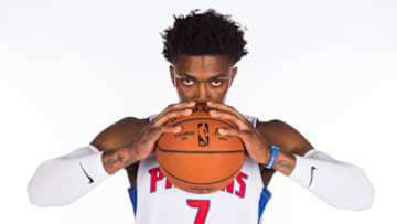 DETROIT, MI - SEPTEMBER 24: Stanley Johnson #7 of the Detroit Pistons poses for a portrait at media day on September 24, 2018 at Little Caesars Arena in Detroit, Michigan. NOTE TO USER: User expressly acknowledges and agrees that, by downloading and or using this photograph, User is consenting to the terms and conditions of the Getty Images License Agreement. Mandatory Copyright Notice: Copyright 2018 NBAE (Photo by Chris Schwegler/NBAE via Getty Images)