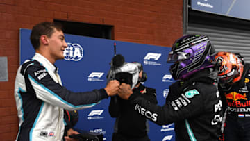 George Russell, Williams, Lewis Hamilton, Mercedes, Formula 1 (Photo by John Thys - Pool/Getty Images)