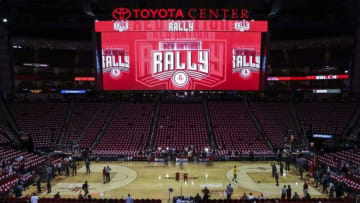 Apr 21, 2016; Houston, TX, USA; General view inside Toyota Center before game three of the first round of the NBA Playoffs between the Houston Rockets and the Golden State Warriors. Mandatory Credit: Troy Taormina-USA TODAY Sports