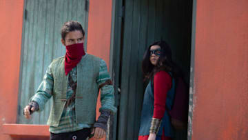 (L-R): Aramis Knight as Red Dagger/Kareem and Iman Vellani as Ms. Marvel/Kamala Khan in Marvel Studios' MS. MARVEL. Photo by Chuck Zlotnick. ©Marvel Studios 2022. All Rights Reserved.