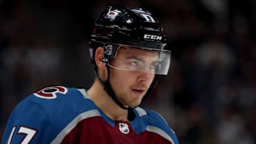 DENVER, CO - NOVEMBER 14: Tyson Jost #17 of the Colorado Avalanche plays the Boston Bruins at the Pepsi Center on November 14, 2018 in Denver, Colorado. (Photo by Matthew Stockman/Getty Images)