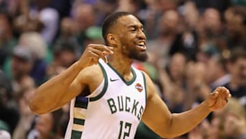MILWAUKEE, WI - APRIL 22: Jabari Parker #12 of the Milwaukee Bucks celebrates after hitting a shot against the Boston Celtics during Game Four of Round One of the 2018 NBA Playoffs at the Bradley Center on April 22, 2018 in Milwaukee, Wisconsin. NOTE TO USER: User expressly acknowledges and agrees that, by downloading and or using this photograph, User is consenting to the terms and conditions of the Getty Images License Agreement. (Photo by Jonathan Daniel/Getty Images)