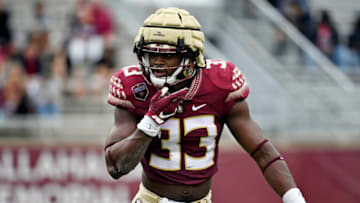 Apr 10, 2021; Tallahassee, Florida, USA; Florida State Seminoles linebacker Amari Gainer (33) during the annual Garnet and Gold Spring Game held at Doak Campbell Stadium. Mandatory Credit: Melina Myers-USA TODAY Sports