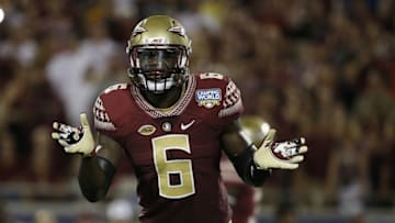 Sep 5, 2016; Orlando, FL, USA; Florida State Seminoles linebacker Matthew Thomas (6) during the first quarter at Camping World Stadium. Mandatory Credit: Kim Klement-USA TODAY Sports