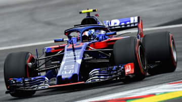 SPIELBERG, AUSTRIA - JUNE 29: Pierre Gasly of France and Scuderia Toro Rosso driving the (10) Scuderia Toro Rosso STR13 Honda on track during practice for the Formula One Grand Prix of Austria at Red Bull Ring on June 29, 2018 in Spielberg, Austria. (Photo by Patrik Lundin/Getty Images)