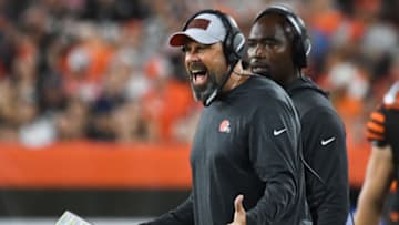 CLEVELAND, OH - SEPTEMBER 20, 2018: Offensive coordinator Todd Haley of the Cleveland Browns yells toward an official in the second quarter of a game against the New York Jets on September 20, 2018 at FirstEnergy Stadium in Cleveland, Ohio. Cleveland won 21-17. (Photo by: 2018 Nick Cammett/Diamond Images/Getty Images)