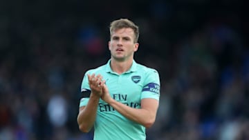 LONDON, ENGLAND - OCTOBER 28: Rob Holding of Arsenal applauds after the Premier League match between Crystal Palace and Arsenal FC at Selhurst Park on October 28, 2018 in London, United Kingdom. (Photo by Catherine Ivill/Getty Images)