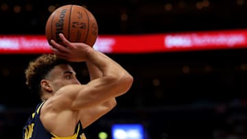 WASHINGTON, DC - OCTOBER 22: Malcolm Brogdon #7 of the Indiana Pacers shoots the ball against the Washington Wizards at Capital One Arena on October 22, 2021 in Washington, DC. NOTE TO USER: User expressly acknowledges and agrees that, by downloading and or using this photograph, User is consenting to the terms and conditions of the Getty Images License Agreement. (Photo by Rob Carr/Getty Images)