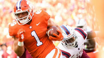 Clemson running back Will Shipley (1) attempts to evade SC State defense Saturday, Sept. 11, 2021.Jm Clemson 091121 001 (Photo Courtesy of Imagn)