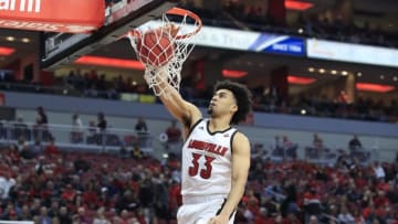 LOUISVILLE, KENTUCKY - DECEMBER 14: Jordan Nwora #30 of the Louisville Cardinals shoots the ball during the game against the Eastern Kentucky Colonels at KFC YUM! Center on December 14, 2019 in Louisville, Kentucky. (Photo by Andy Lyons/Getty Images)