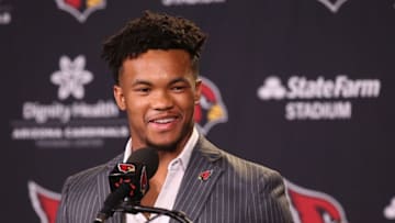 TEMPE, ARIZONA - APRIL 26: Quarterback Kyler Murray of the Arizona Cardinals speaks to the media during a press conference at the Dignity Health Arizona Cardinals Training Center on April 26, 2019 in Tempe, Arizona. Murray was the first pick overall by the Arizona Cardinals in the 2019 NFL Draft. (Photo by Christian Petersen/Getty Images)