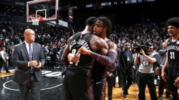 Brooklyn Nets D'Angelo Russell Rondae Hollis-Jefferson. Mandatory Copyright Notice: Copyright 2018 NBAE (Photo by Nathaniel S. Butler/NBAE via Getty Images)