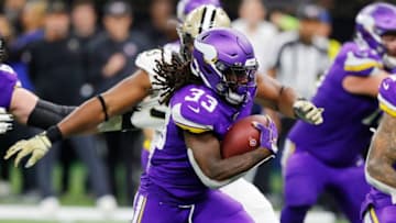 NEW ORLEANS, LOUISIANA - JANUARY 05: Dalvin Cook #33 of the Minnesota Vikings carries the ball during the first half against the New Orleans Saints in the NFC Wild Card Playoff game at Mercedes Benz Superdome on January 05, 2020 in New Orleans, Louisiana. (Photo by Kevin C. Cox/Getty Images)