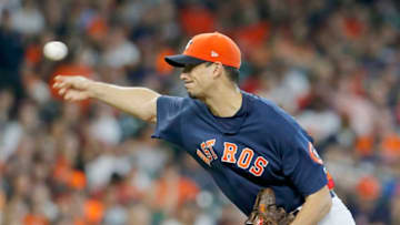 HOUSTON, TX - SEPTEMBER 23: Charlie Morton #50 of the Houston Astros pitches against the Los Angeles Angels at Minute Maid Park on September 23, 2018 in Houston, Texas. (Photo by Chris Covatta/Getty Images)