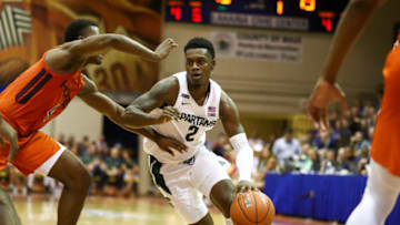LAHAINA, HI - NOVEMBER 25: Rocket Watts #2 of the Michigan State Spartans drives to the basket during the first half against the Virginia Tech Hokies at the Lahaina Civic Center on November 25, 2019 in Lahaina, Hawaii. (Photo by Darryl Oumi/Getty Images)