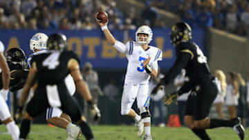 PASADENA, CA - SEPTEMBER 30: Josh Rosen #3 of the UCLA Bruins passes as Dante Wigley #4 of the Colorado Buffaloes defends during the first half of a game at the Rose Bowl on September 30, 2017 in Pasadena, California. (Photo by Sean M. Haffey/Getty Images)