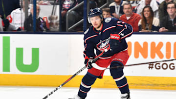 COLUMBUS, OH - APRIL 23: Artemi Panarin #9 of the Columbus Blue Jackets skates against the Washington Capitals in Game Six of the Eastern Conference First Round during the 2018 NHL Stanley Cup Playoffs on April 23, 2018 at Nationwide Arena in Columbus, Ohio. (Photo by Jamie Sabau/NHLI via Getty Images) *** Local Caption *** Artemi Panarin