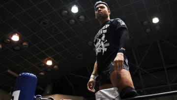 FUJISAWA, JAPAN - NOVEMBER 16: KENTA enters the ring during the New Japan Pro-Wrestling 'World Tag League' at the Prince Chichibu Memorial Memorial Gymnasium on November 16, 2019 in Fujisawa, Kanagawa, Japan. (Photo by Etsuo Hara/Getty Images)