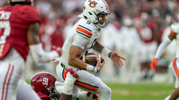 The Auburn football quarterback room was ranked ahead of Alabama and Georgia's at the current stage of SEC spring football Mandatory Credit: Marvin Gentry-USA TODAY Sports