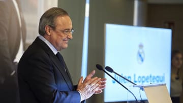 MADRID, SPAIN - JUNE 14: Florentino Perez, President of Real Madrid reacts before announcing Julen Lopetegui as new coach at Santiago Bernabeu Stadium on June 14, 2018 in Madrid, Spain. (Photo by Quality Sport Images/Getty Images)