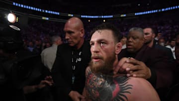 Las Vegas , United States - 6 October 2018; Conor McGregor following defeat to Khabib Nurmagomedov in their UFC lightweight championship fight during UFC 229 at T-Mobile Arena in Las Vegas, Nevada, USA. (Photo By Stephen McCarthy/Sportsfile via Getty Images)