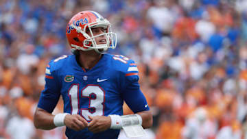 GAINESVILLE, FL - SEPTEMBER 16: Feleipe Franks No. 13 of the Florida Gators walks off the field during their game against the Tennessee Volunteers at Ben Hill Griffin Stadium on September 16, 2017 in Gainesville, Florida. (Photo by Scott Halleran/Getty Images)