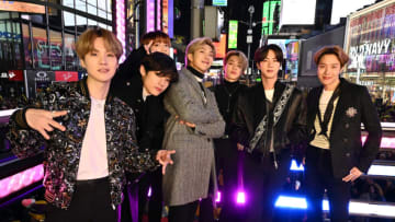 NEW YORK, NEW YORK - DECEMBER 31: BTS attendJin Dick Clark's New Year's Rockin' Eve With Ryan Seacrest 2020 on December 31, 2019 in New York City. (Photo by Astrid Stawiarz/Getty Images for Dick Clark Productions )