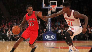 New York Knicks' guard Iman Shumpert threw down a huge dunk in the Knicks' preseason loss to the Toronto Raptors Monday night Mandatory Credit: Brad Penner-USA TODAY Sports