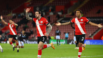 SOUTHAMPTON, ENGLAND - JANUARY 30: Danny Ings of Southampton reacts after his goal is ruled offside during the Premier League match between Southampton and Aston Villa at St Mary's Stadium on January 30, 2021 in Southampton, England. Sporting stadiums around the UK remain under strict restrictions due to the Coronavirus Pandemic as Government social distancing laws prohibit fans inside venues resulting in games being played behind closed doors. (Photo by Michael Steele/Getty Images)