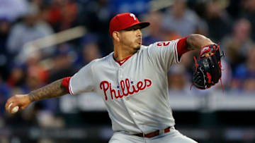 NEW YORK, NEW YORK - APRIL 24: Vince Velasquez #21 of the Philadelphia Phillies pitches during the first inning against the New York Mets at Citi Field on April 24, 2019 in New York City. (Photo by Jim McIsaac/Getty Images)