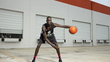 GARDEN GROVE, CA - AUGUST 2: Thon Maker poses for a portrait during the 2014 adidas Nations on August 2, 2014 at Next Level Sports Complex in Garden Grove, California. (Photo by Kelly Kline/Getty Images)